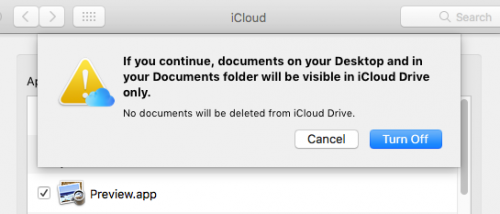 iCloud Warning