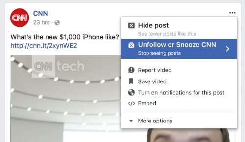 Facebook Snooze
