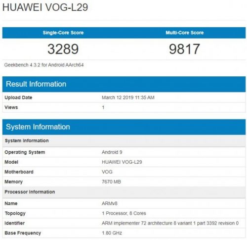 P 30 geekBench