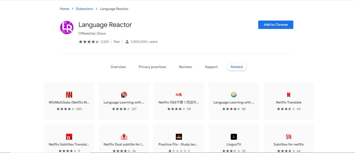 ฝึกภาษาจากหนังด้วยแอป Language Reactor ใน chrome Dailygizmo